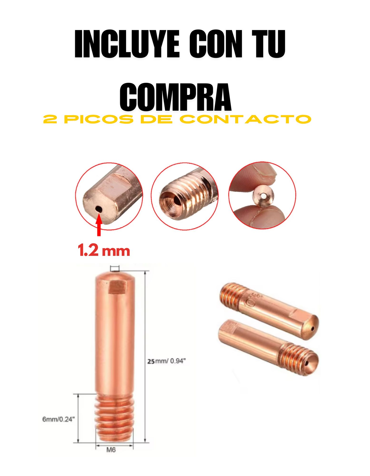 pico de contacto 1.2 mm T15 incluye con alambe